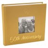 Haysom Interiors Lovely Golden 50th Wedding Anniversary Photo Album with Double Heart Decoration - Inner Lining Pages to Personalize