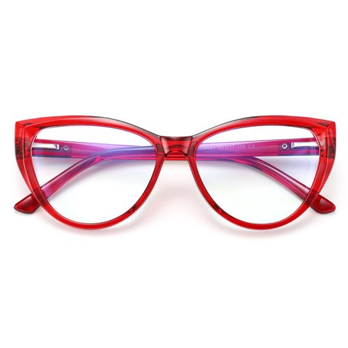 TEAPLMTT Cat Eye Blue Light Blocking Glasses for Women Trendy TR90 Frame Anti Blue Ray Eyesatrain Computer Eyeglasses(Red)
