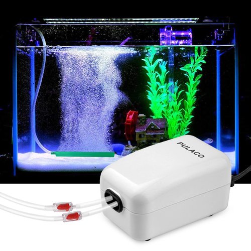 PULACO Dual Outlet Aquarium Air Pump, Quiet Oxygen Pump with Accessories for 10 to 100 Gallon