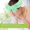 Shintop Makeup Headband, Soft Face Wash Headband with Cute Bow Elastic Spa Headband for Skincare Facial Mask Showers（Light Green）