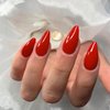 Orange Red Press on Nails Almond Shaped Nails,Xcreando Medium Fake Nails Short Almond,Acrylic Nails Glue on Nails Medium Length,False Nails for Women and Girl Daily Working24pcs