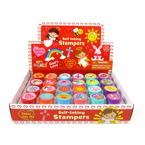 TINYMILLS Religious Christian Love Valentine's Day Stampers for Kids Religious Prizes Carnival VBS Sunday School Church Festival Classroom Giveaways Gift Jesus Loves You Party Favors