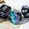 HDdais Glitter DND Dice Set, 7PCS Polyhedral Dice Set Filled Foil for Dungeons and Dragons, Resin D&D Dice for Role Playing Game and Tabletop Games（Black&Purple&Blue）