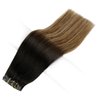 Full Shine Seamless Clip In Hair Extensions Human Hair Real Hair Extensions Clip in Human Hair 14 Inch Black To Medium Brown And Caramel Brown Pu Skin Weft Invisible Clip in Hair Extensions 120g 8pcs