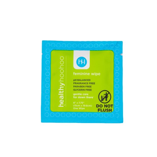 Healthy Hoohoo Travel Wipes for Women, Feminine Wipes Individually Wrapped, pH Balanced Wipes Fragrance Free, Naturally Reduces Odor & Supports Vaginal Health, Plant Based Wipes (20 pack)