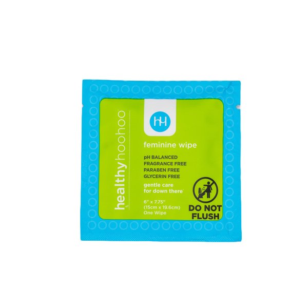 Healthy Hoohoo Travel Wipes for Women, Feminine Wipes Individually Wrapped, pH Balanced Wipes Fragrance Free, Naturally Reduces Odor & Supports Vaginal Health, Plant Based Wipes (20 pack)