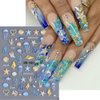 5D Embossed Beach Nail Stickers Ocean Nail Art Stickers Summer Nail Decals Self-Adhesive DIY Nail Sticker Cute Jellyfish Shell Starfish Coral Nail Supplies for Women Acrylic Nails DIY Manicure 3Sheets