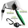 Yoport® Two Pack Golf Club Brush and Club Groove Cleaner 2 Ft Retractable Zip-line Aluminum Carabiner, Lightweight and Stylish, Ergonomic Design, Easily Attaches to Golf Bag (red+Green)