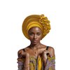 JRZXTWL African Head Wraps Fashion Headbands Stones ASO Oke Auto Gele Headtie Already Made Women's Hats Caps for Wedding Party. (yellow, Standard)