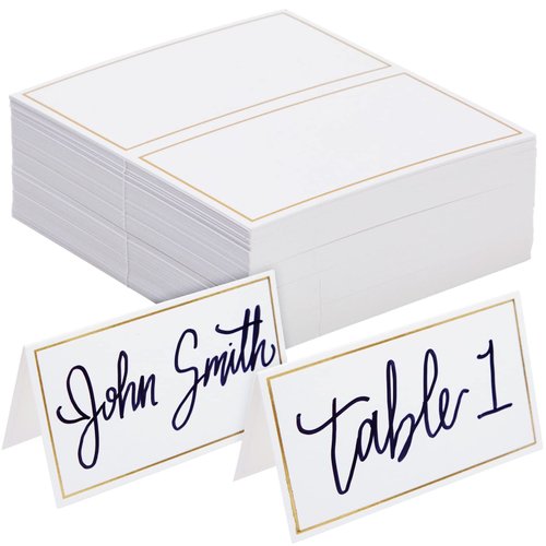 100 Pack Wedding Place Cards for Table Setting, Blank Table Name Cards, Gold Place Cards for Birthday, Banquet, Events, Reserved Seating