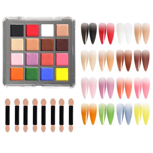 Gradient nail powder,Solid nail powder,Nail Pigment Palette,16 Color Nail Pigment Powder Set Create Stunning Ombre Nail Art with Glittery Shades Perfect DIY Nail Accessories