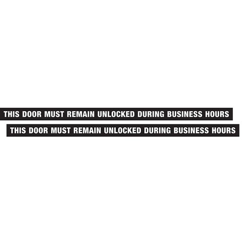 Hillman The Group 840205, 1-1/2" x 28" Vinyl This Door Must Remain Unlocked During Business Hours Sign (2-Pack) 2