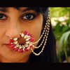 Abhika Creations Handmade Indian Tradtional Nath With Hair Chain Golden Pierce Nose Ring With Hair Chain Designer Bridal Jewelry Nathani Stylish Nose Ring (Maharani Nath)