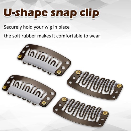 85 Pieces Hair Extensions Clip Wig Making Set, Includes 50 U-Shape Snap Clips, 10 Curved Needles, 20 T-Pins, 3 Rolls Weaving Thread, 2 Needle Threader for Wig Making Hair Extensions (Dark Brown)