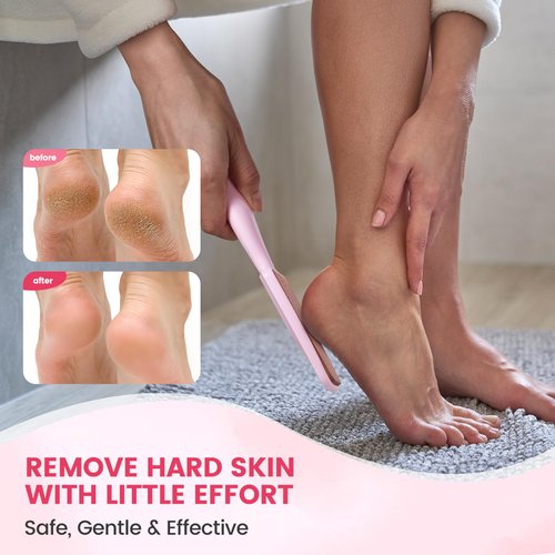 BEZOX Long Handle Glass Foot File Callus Remover, Foot Scrubber for Dead Skin, Cracked Heel Foot Scraper - Purple