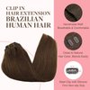 GOO GOO Clip in Hair Extensions Real Human Hair, 16inch 120g 7Pcs, 4A Chocolate Brown, Remy Human Hair Extensions Clip ins for Women, Natural Human Hair