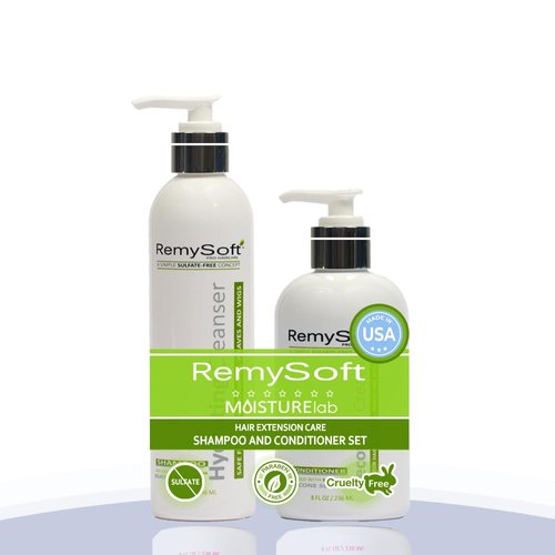 RemySoft Moisturelab Hydrating Cleanser &amp; Recovery Cream Duo - Safe for Hair Extensions, Weaves a...