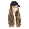 Yunkang Baseball Cap Wig Long Natural Wavy Hair Extensions With Hat Heat Resistant Synthetic Fiber Extensions Adjustable Hat Wig for Women Girls (B-M Brown blonde)