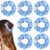 7 Pcs Bridesmaid Gifts Blue Satin Scrunchies for Bachelorette Party Favors Proposal Gifts Elastics Hair Ties Scrunchies Bridesmaid Proposal Gifts Wedding Party Favors