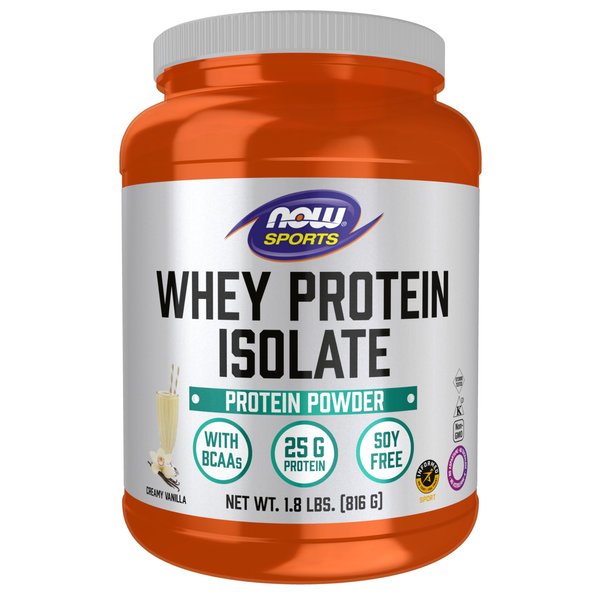 NOW Sports Nutrition, Whey Protein Isolate, 25 G With BCAAs, Creamy Vanilla Powder, 1.8-Pound
