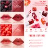6 Colors Liquid Tint Stain, Korean Lip Gloss Moisturizing Natural Mini Liquid Lipstick, Lip Stain Long Lasting Waterproof, Multi-Use Lip and Cheek Tint Stain