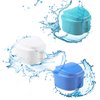 OBTANIM 2 Pack Denture Bath Cup Case Box Holder Storage Soak Container with Strainer Basket for RetainersTravel False Teeth Cleaning (Blue, Green)