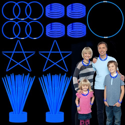 UURM 75 Glow Sticks Bracelets and Necklaces, 8'' Glowsticks Bulk Pack Bright Glow in the Dark Party Supplies for Kids (Blue)
