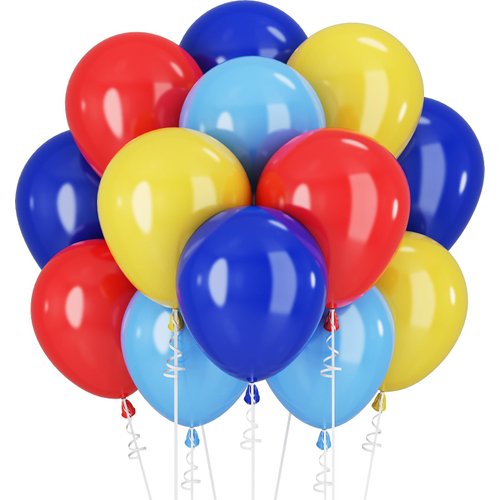 Blue Red Yellow Balloons Royal Blue Yellow Red Balloons for Paw Party Decorations 60PCS 12INCH Blue Red Yellow Helium Latex Balloon for Arch Carnival Circus Birthday Supplies