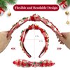 Vanaure Christmas Headbands for Women, Knotted Headband with Christmas Decorations, Rhinestone Headbands for Women, Christmas Wide Headbands for Women, Red and White Headband…