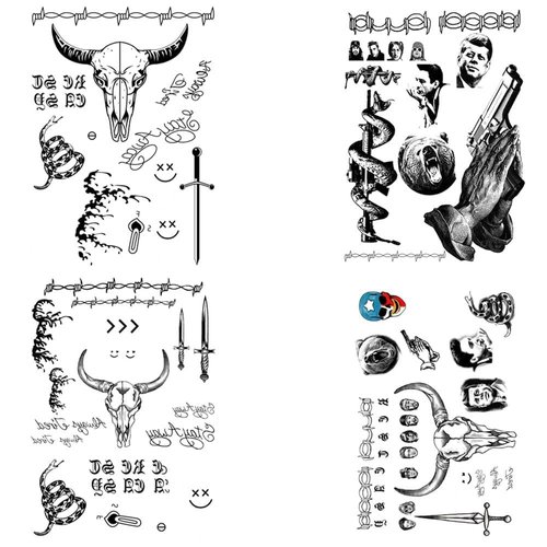 4 Sheets Halloween Face Tattoos Stickers Face Makeup Tattoo Set Face Neck Hands Arm Body Art Tattoos Halloween Temporary Tattoos for Women Kids Men Halloween Costume Accessories