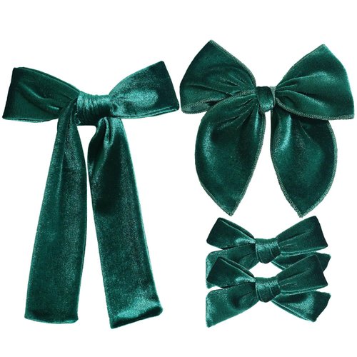 4 Pcs Velvet Hair Bows Set, Hand-made Velvet Bows Hair Clips for Little Teen Toddler Girls Kids(D...