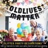 Old Lives Matter Banner 16 Feet Glitter Black Pre Strung Funny Birthday Retirement Party 40th 50h 60th 70th 80th Birthday Gifts for Man Birthday Decorations, Retirement Party Decorations (Black)