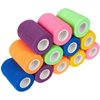 Juvale 12 Rolls Self Adhesive Stretch Bandage Wrap 2 Inch x 6 Yards, Adherent Cohesive Vet Tape for First Aid, Wrist and Ankle Swelling, Animals, Pets, Sports (6 Colors)