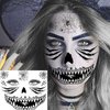 4 Sheets Scary Halloween Face Temporary Tattoos, 3D Halloween Face Tattoo Spider Temporary Face Tattoo Kit For Kids Girls Boys Adults, Dia de los muertos Day of the Dead Makeup Face Tattoos