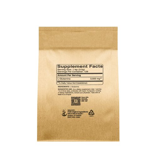 Pure Original Ingredients L-Glutamine (1lb) Alpha-Amino Acid Supplement Powder, Lab-Verified
