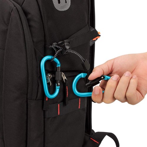 10 Pack Locking Carabiner Clip D Shape Spring-Loaded Gate Aluminum Keychain Gate Buckle for Home, Rv, Camping, Fishing, Hiking, Traveling and Keychain - Light Blue