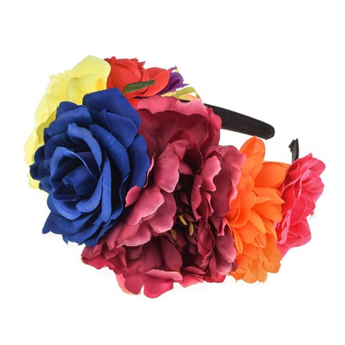 Vividsun Rose Flower Crown Day of The Dead Floral Crown (A/blue yellow)