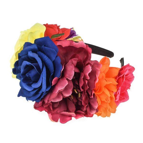 Vividsun Rose Flower Crown Day of The Dead Floral Crown (A/blue yellow)