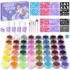 Temporary Glitter Tattoos Kit for Kids,48 Glitter Colors, 178 Stencils,4 Glue,5 Brushes,Adults and Kids Arts Glitter Kit,Wonderful Holiday Gifts for Girls & Boys.