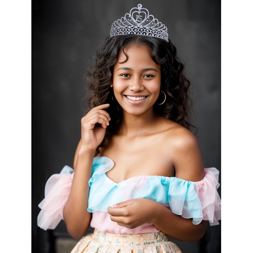 Janefashions Quinceanera Sweet 15 Fifteen 15th Birthday Party coronas de quinceañeras Clear White Austrian Rhinestone Tiara Crown with Hair Combs Princess Gold Silver T1756 (Gold With Combs)