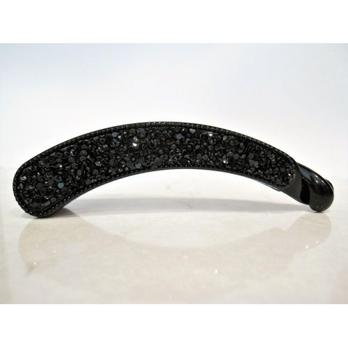Generic Black art deco sparkly banana hair claw clip with rhinestones