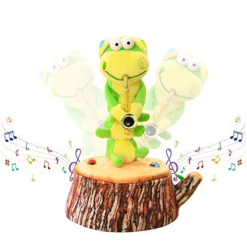 Dancing Plush Toys Caterpillar with Saxophone Stuffed Animal toy, Children's Electric Talking Toys for Baby Boys and Girls,Singing Mimicking Recording Repeating What You Say Musical Kids Toys,12"