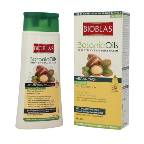 Bioblas Argan Oil & Organic Olive Oil Shampoo for Women & Men - Hydrating, Repairing, Strengthening Hair Growth Shampoo - Hypoallergenic, Paraben & Dye Free - All Hair Types - 2 Pack