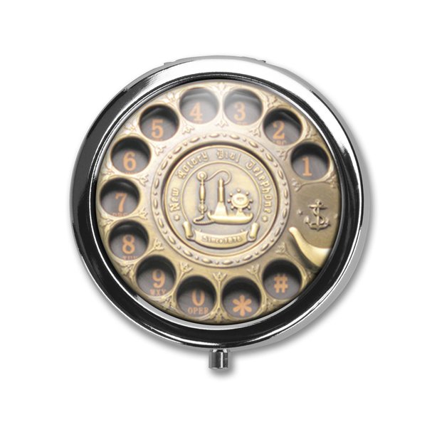 Rotary Telephone Pill Box Case Pillbox Holder Trinket Stash Box Phone Dial Pop Art Retro Medicine Tablet Holder Organizer