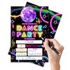 ANYEMW 4x6 Dance Party Birthday Invitations, Disco Birthday Party Decorations, Glow Party Supplies, Neon Glow Birthday Party Invitations, Kids Birthday Invitations, 20 Cards with 20 Envelopes.(37)