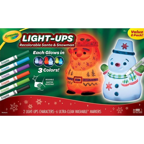 Crayola Light Ups Santa and Snowman Bundle, Recolorable Light Up Toy, Gift for Kids, 5, 6, 7, 8