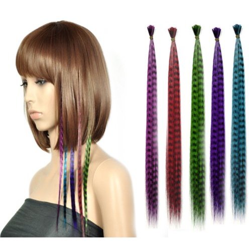 Sexy Sparkles 5 Synthetic 15&quot; Grizzly Feathers Hair Extensions (You Get One Color Per Style As Sh...