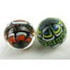 Big Game Toys ~Set of 2 RINKY-Dink 16mm Handmade Art Glass Marbles Orange Blue Green Lattice Design