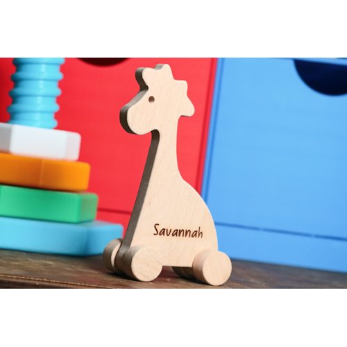 Wooden Rabbit Push Toy, Waldorf and Montessori Animal Toy, Personalized Toy Gift, Gift for Baby Shower, Wooden Toy, Personalized