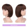 HSPJHTM Brown Bob Wigs,Short Bob Hair Wigs 10" Straight with Thick Bangs Synthetic Colorful Cosplay Daily Party Wig for Women Natural (Free Wig Cap)